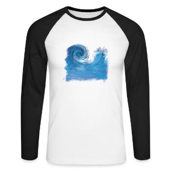 Graphiques Wave - T-shirt baseball manches longues Homme - blanc/noir - Devant - Nik (191cm)