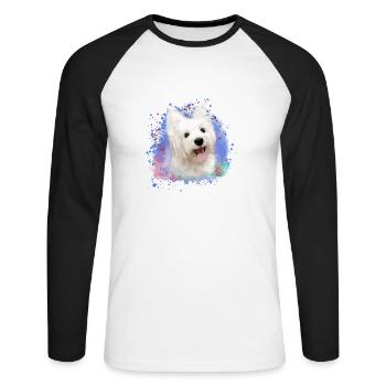West Highland White Terrier,terrier,dog,graffiti - Unisex Long Sleeve Baseball T-Shirt - white/black - Front - Nik (191cm)