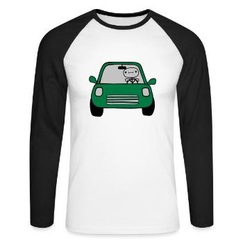 Fahrer Comic Auto - Unisex Baseballshirt langarm - Weiß/Schwarz - Vorne - Nik (191cm)