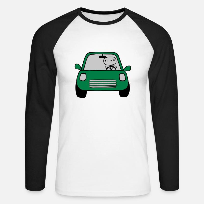 Fahrer Comic Auto - Unisex Baseballshirt langarm - Weiß/Schwarz
