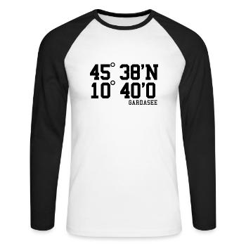 Lake Garda Coordinates Lago Di Garda Holiday Gift - Unisex Long Sleeve Baseball T-Shirt - white/black - Front - Nik (191cm)
