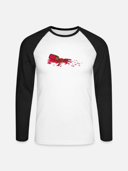 Tatort French fries - Unisex Long Sleeve Baseball T-Shirt - white/black