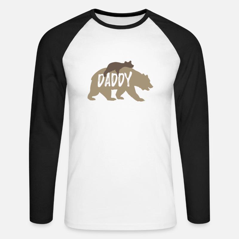 Daddy Bär Geschenkidee Vater - Unisex Baseballshirt langarm - Weiß/Schwarz