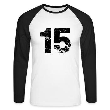 15 - Unisex Baseballshirt langarm - Weiß/Schwarz - Vorne - Nik (191cm)