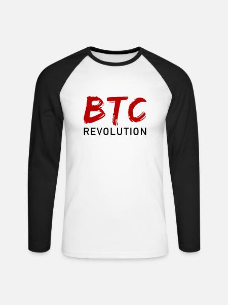 BTC Revolution - Bitcoin Revolution - Unisex Baseballshirt langarm - Weiß/Schwarz