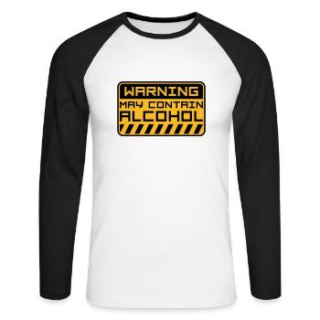 Warning May Contain Alcohol - Unisex Long Sleeve Baseball T-Shirt - white/black - Front - Nik (191cm)
