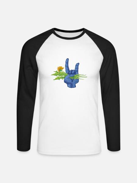 Unkraut ist Metal - Unisex Baseballshirt langarm - Weiß/Schwarz