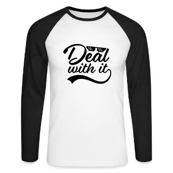 Funny Deal with it - Unisex Long Sleeve Baseball T-Shirt - white/black - Front - Nik (191cm)