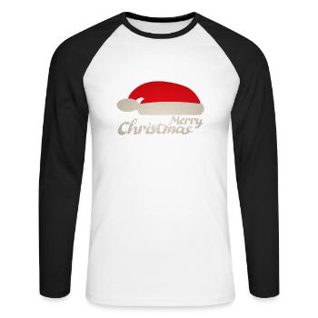 Merry Christmas - Unisex Baseballshirt langarm - Weiß/Schwarz - Vorne - Nik (191cm)
