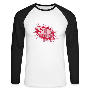 désolé de ne pas écouter - T-shirt baseball manches longues Homme - blanc/noir - Devant - Nik (191cm)
