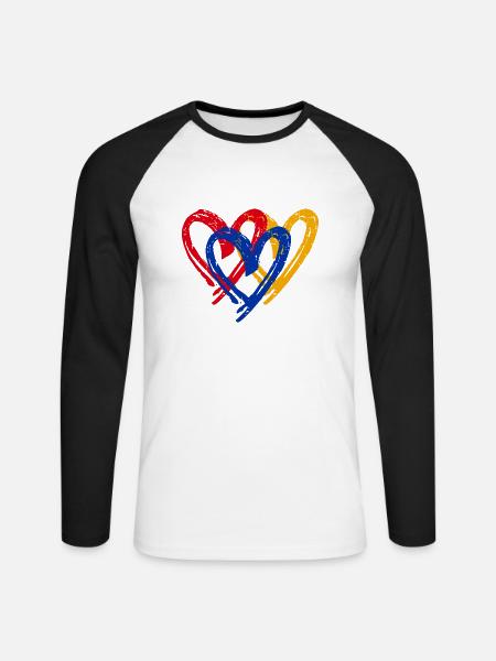 Armenien Herz Flagge - Unisex Baseballshirt langarm - Weiß/Schwarz