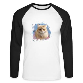 Chat sibérien, graffiti, peinture, chat - T-shirt baseball manches longues Homme - blanc/noir - Devant - Nik (191cm)