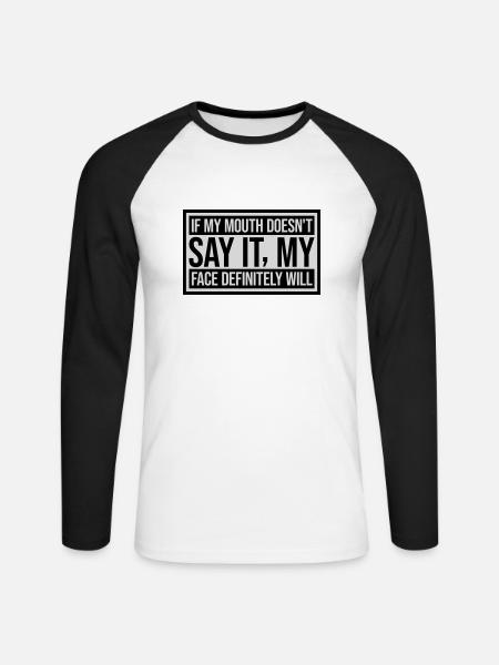 my face definitely will - Unisex Long Sleeve Baseball T-Shirt - white/black