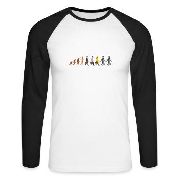 Evolution unsere ferne Zukunft - Unisex Baseballshirt langarm - Weiß/Schwarz - Vorne - Nik (191cm)