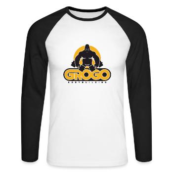 Gorilla Bodybuilding - T-shirt baseball manches longues Homme - blanc/noir - Devant - Nik (191cm)
