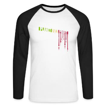 planet over profit quote - Unisex Long Sleeve Baseball T-Shirt - white/black - Front - Nik (191cm)