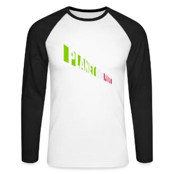 planet over profit quote - Unisex Long Sleeve Baseball T-Shirt - white/black - Front - Nik (191cm)