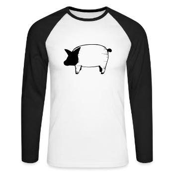 Pig Pigs Pigs Animal Animals Vector 7 - Unisex Long Sleeve Baseball T-Shirt - white/black - Front - Nik (191cm)