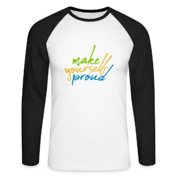 Faites-vous fier de la citation - T-shirt baseball manches longues Homme - blanc/noir - Devant - Nik (191cm)