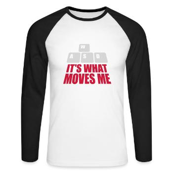 c’est ce qui m’émeut - T-shirt baseball manches longues Homme - blanc/noir - Devant - Nik (191cm)