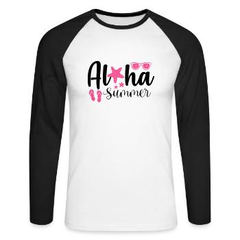 Aloha Été - T-shirt baseball manches longues Homme - blanc/noir - Devant - Nik (191cm)