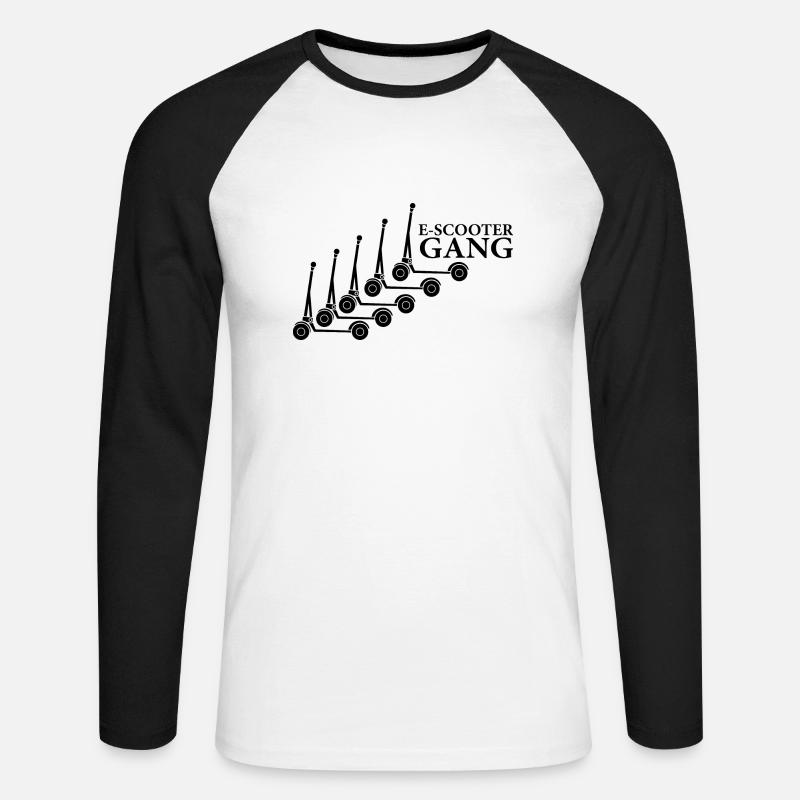 E-Scooter E-Roller Scooter - Unisex Baseballshirt langarm - Weiß/Schwarz
