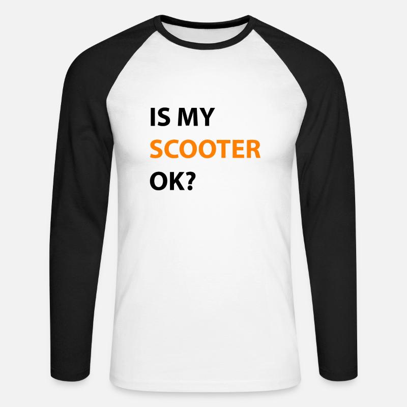 E-Scooter E-Roller Scooter - Unisex Baseballshirt langarm - Weiß/Schwarz