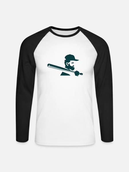 Baseball Spieler Logo - Unisex Baseballshirt langarm - Weiß/Schwarz