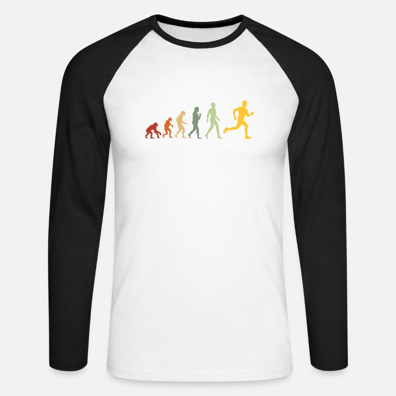 Evolution to triathlon - Running Evolution - Unisex Long Sleeve Baseball T-Shirt - white/black