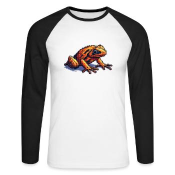 Poison dart frog in cool retro pixel graphics - Unisex Long Sleeve Baseball T-Shirt - white/black - Front - Nik (191cm)