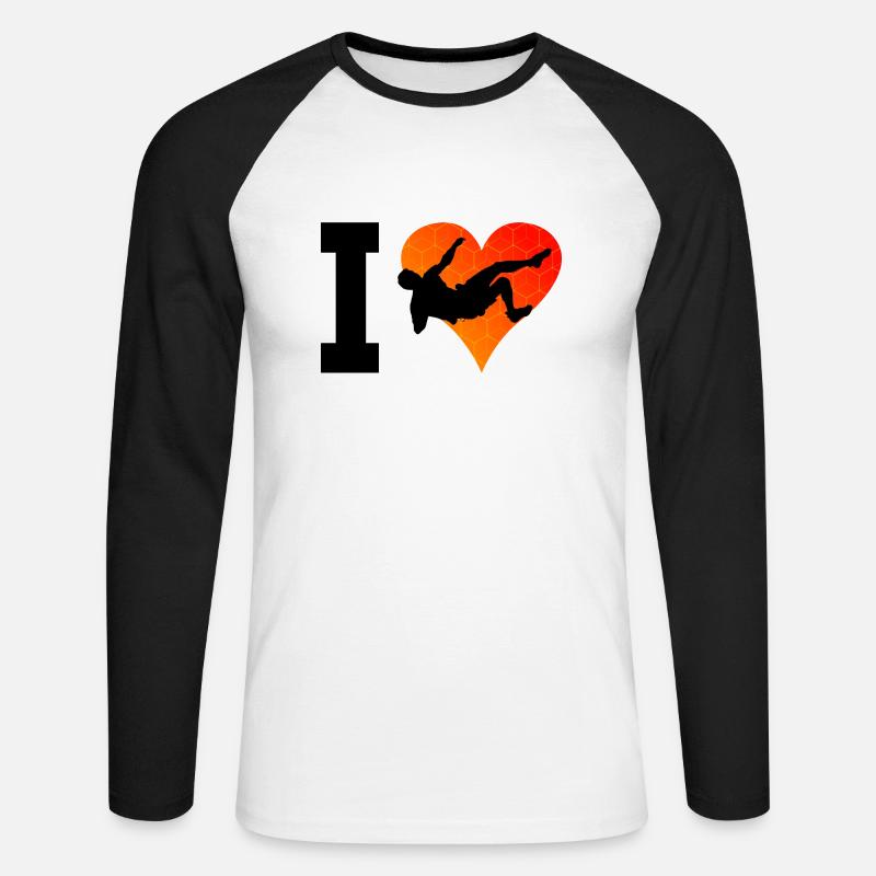 Klettern Boulder Bouldern Kletterer Climber - Unisex Baseballshirt langarm - Weiß/Schwarz