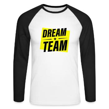 Dream Team - Unisex Baseballshirt langarm - Weiß/Schwarz - Vorne - Nik (191cm)