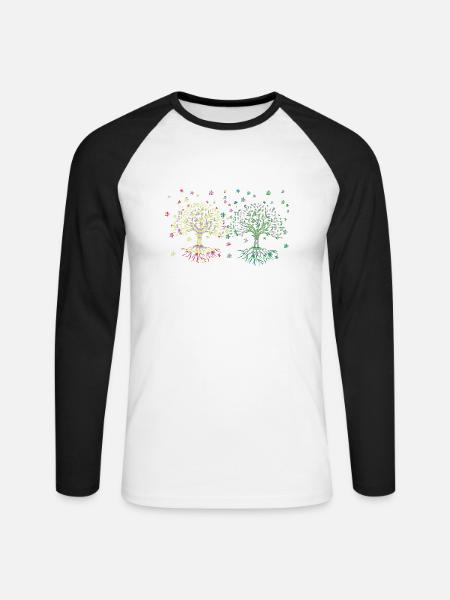Lebensbaum, Baum des Lebens, Bäume - Unisex Baseballshirt langarm - Weiß/Schwarz