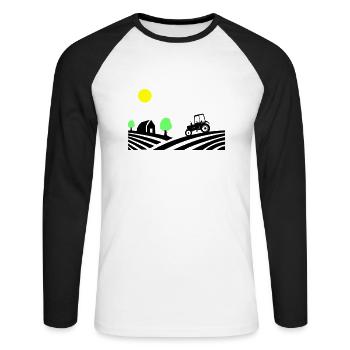 Tractor Farm - Unisex Long Sleeve Baseball T-Shirt - white/black - Front - Nik (191cm)