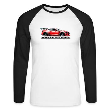 Rennwagen - Drive of my Life (Red-Edition) - Unisex Baseballshirt langarm - Weiß/Schwarz - Vorne - Nik (191cm)