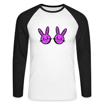 Lapin de Pâques Pâques - T-shirt baseball manches longues Homme - blanc/noir - Devant - Nik (191cm)