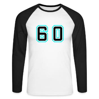 60 Symbole numérique - T-shirt baseball manches longues Homme - blanc/noir - Devant - Nik (191cm)