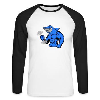 Haltère de musculation requin requin 1 - T-shirt baseball manches longues Homme - blanc/noir - Devant - Nik (191cm)