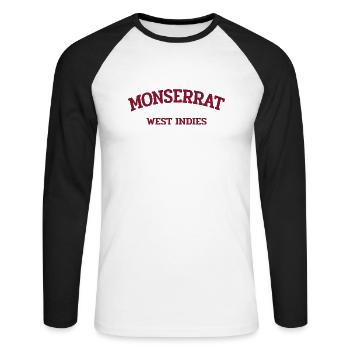 Monserrat - Plymouth - Caribbean - West Indies - Unisex Long Sleeve Baseball T-Shirt - white/black - Front - Nik (191cm)