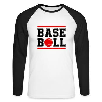 Baseball 1 - T-shirt baseball manches longues Homme - blanc/noir - Devant - Nik (191cm)