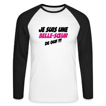 Ich bin eine verrückte Schwägerin!! - Unisex Baseballshirt langarm - Weiß/Schwarz - Vorne - Nik (191cm)