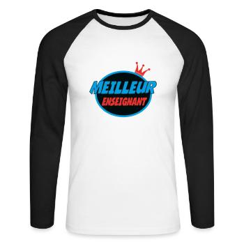 MEILLEUR ENSEIGNANT - T-shirt baseball manches longues Homme - blanc/noir - Devant - Nik (191cm)