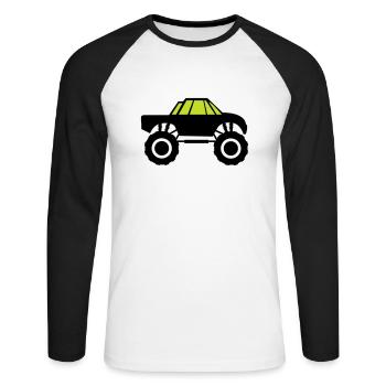 camion monstre - T-shirt baseball manches longues Homme - blanc/noir - Devant - Nik (191cm)