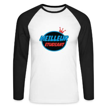 BESTER STUDENT - Unisex Baseballshirt langarm - Weiß/Schwarz - Vorne - Nik (191cm)