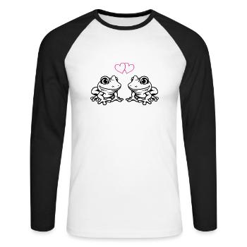 grenouille bande dessinée amour - T-shirt baseball manches longues Homme - blanc/noir - Devant - Nik (191cm)