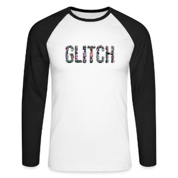 Glitch Ordinateur PC Électronique Gaming Media Art - T-shirt baseball manches longues Homme - blanc/noir - Devant - Nik (191cm)