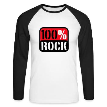 100 % Prozent Rock Heavy Metal Musik Text Logo Fun - Unisex Baseballshirt langarm - Weiß/Schwarz - Vorne - Nik (191cm)