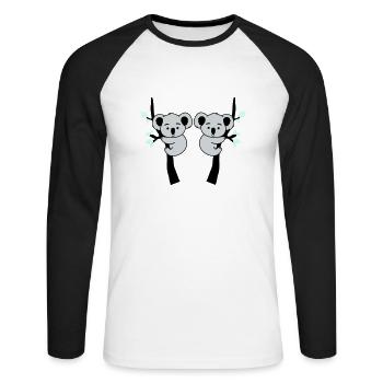 Koala Bear Comic Tree 2 - Unisex Long Sleeve Baseball T-Shirt - white/black - Front - Nik (191cm)