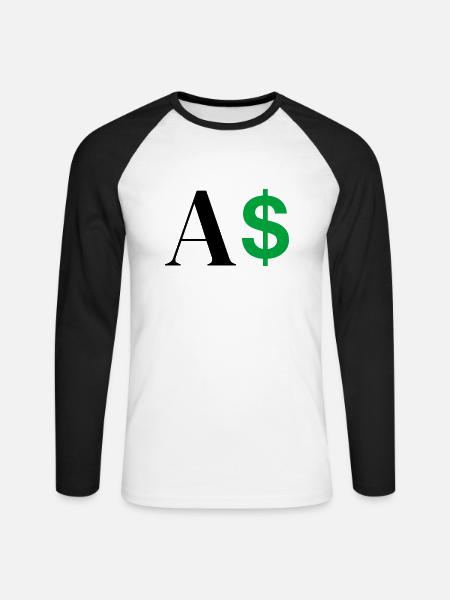 Dollar-Buchstabe - Unisex Baseballshirt langarm - Weiß/Schwarz