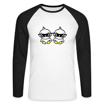 2 Birds Sunglasses Cool Sitting Two Friends Crew - Unisex Long Sleeve Baseball T-Shirt - white/black - Front - Nik (191cm)